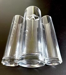 Wedding 3 Piece Unity Sand Ceremony Set Etched Glass Vases Couples Anniversary