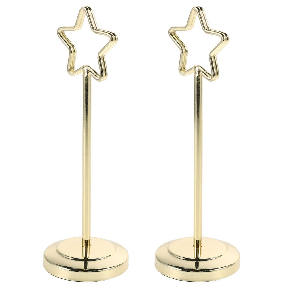2Pcs Reusable Gold Metal Star Table Number Holders for Weddings and Parties