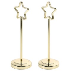 2Pcs Reusable Gold Metal Star Table Number Holders for Weddings and Parties