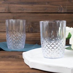 6 CLEAR16 oz Crystal Cut Plastic DRINKING GLASSES Party Events Home Decorations