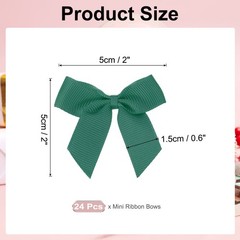 24Pcs Mini Grosgrain Ribbon Bow 2″ Self Adhesive Flower Bows Dark Green