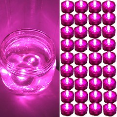 36 HOT PINK LED Submersible Tea Lights Wedding Centerpiece Eiffel Tower Vase USA