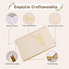 Wedding Officiant Book, Hardcover Notebook Journal, Minimalist Canvas Beige