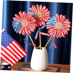 3 Pcs 4th of July Patriotic Flowers Artificial Independence Day Red White Blue