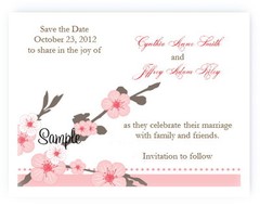 100 Personalized Custom Cherry Blossom Bridal Wedding Save The Date Cards
