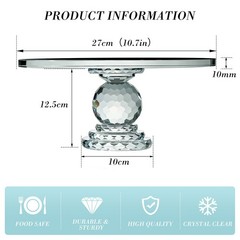 Uten Crystal Glass Cake Stand,Cake Display stand,Dessert Holder -Wedding,Party