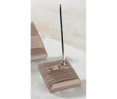 Taupe Pleated Silk Pen Set