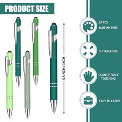 24 Pcs Blue Ink Ballpoint Pen with Stylus Tip 2 in 1 Ballpoint Pen 1.0 mm Blu…