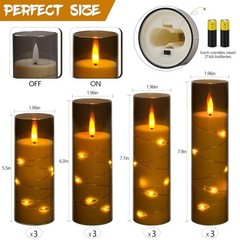 Flameless Candles with Recessed String Light, Battery Operated Grey#12*1
