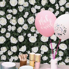 24×18-Inch White and Green Silk Rose Flowers Wall Backdrop Panel Wedding Sale