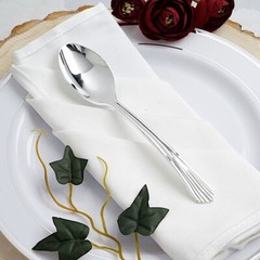 Plastic SILVER SPOONS Disposable Party Home Elegant Light Gray Catering Home