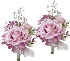 Artificial Rose Wrist Corsage Set Boutonniere Wedding Accessories