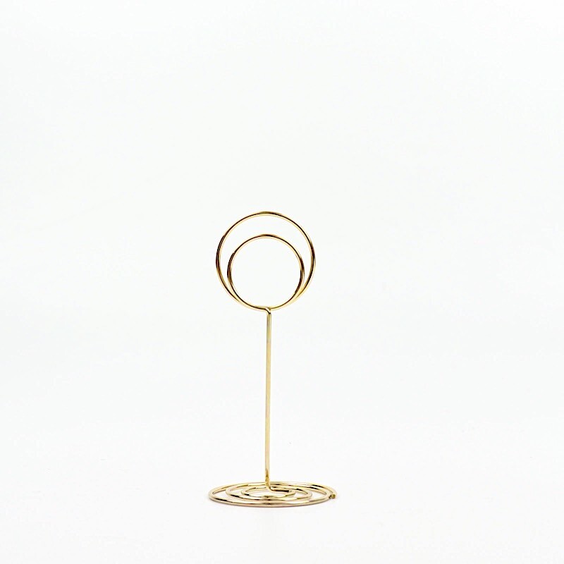 Gold 10 Sign Holders 3.5″ Circle Place Card Metal Table Number Stands Events