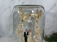 Vintage Bride & Groom Cake Topper ~Chalkware ~1950’s~UNIQUE IN JAR