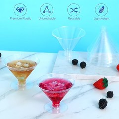 100 Pcs Plastic Martini Glasses – Disposable 5oz Clear Cocktail Glasses