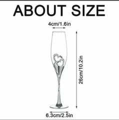 Set of 2 Creative Heart Shape Champagne Flutes, Glasses Cups, Wedding Toasting