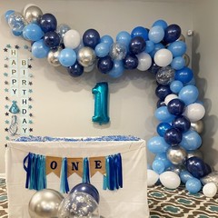Blue Silver Balloons Set, 12 Inch and 12 Inch,