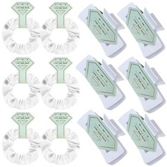 Bridesmaid Proposal Gifts 6pcs Hair Claw Clips & 6pcs Satin Hair 12pcs White