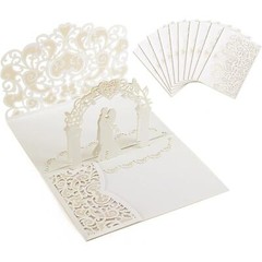 Bajayvovo 10 Piece Laser Cut Wedding Pop Up Card Invitation with Envelope Ivory
