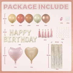 Beige Blush Pink Birthday Decorations for Women Girls with Blush Pink Nude Ba…