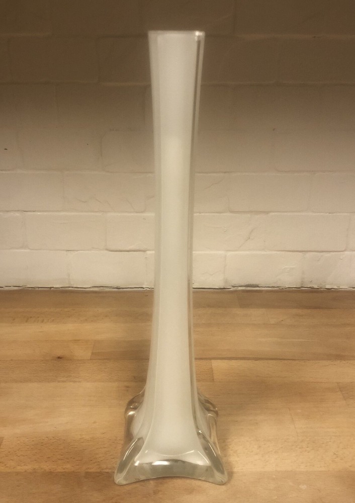 Eiffel Tower Base Cases Glass Clear & White Tall Crystal Bud Vase Wedding