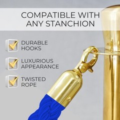 5FT Blue Braided Stanchion Rope Set – 6 Pack Thick Twisted VIP Ropes for S