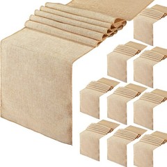 Breling 10 Pack Burlap Table Runners, 12 x 71 Inch Rustic Jute Table Runner R…