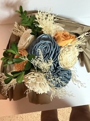 Sola Wood Flowers Dusty Blue And Coral Small Bouquet Wedding