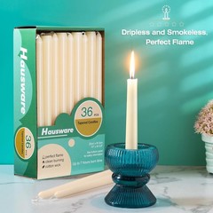 Hausware 36 Pack Taper Candles, 8 Hour Burn Time,Unscented 10 inches, Ivory