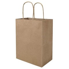 100 Pack 8×4.75×10 inch Plain Medium Paper Brown Kraft Bags with Handles Bulk