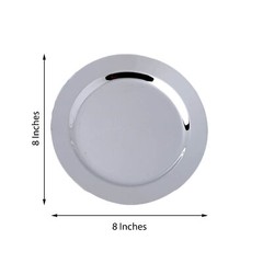 Silver Plastic 8″ Round Gray Appetizer Plates Fancy Party Wedding Reception