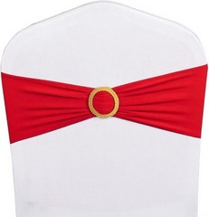 Red Spandex Chair Sashes with Gold Buckles (Pack of 50)