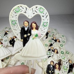 Lot Of 24 Vintage Wedding Cake Cupcake Pick Topper Bride And Groom