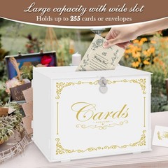 White Wedding Gift Card Box Lock Slot Acrylic Money Cash Holder Reception