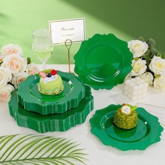 Disposable Party Plastic Plates 60Pcs, Green plastic Party Plates, Heavy Duty