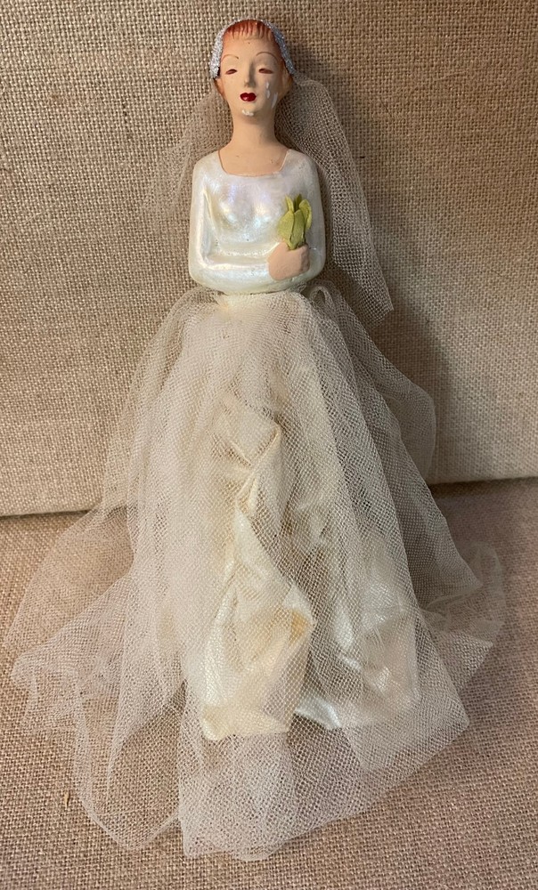 Vintage Chalk Ware? Bride Wedding Cake Topper UNIQUE Approx 11 inches tall
