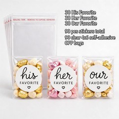 Wedding Favor Sticker Set with Self-Adhesive Bags, 90 Pcs, 1.6 Inch