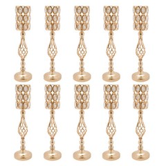 10pc 24″ Tall Gold Iron Crystal Beaded Vases Wedding Party Centerpieces Supplies