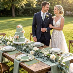150 Pcs Sage Green Bridal Shower Decorations,Floral Paper Plates and Napkins Set