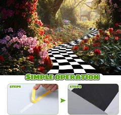 47 x 118 Inches Wonderland Party Decoration Black and White Aisle Runner Rug …