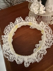 VTG Wedding Cake Topper Bride and Groom Figurine with Lace Heart and Garter