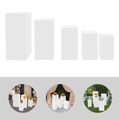 5 Pack Modern Square Cake Pedestal Stands Iron White For Cake Shops Weddings