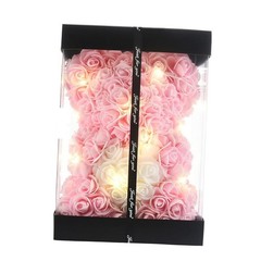 Rose Flower Bear-Hand Made Rose Teddy Bear,Best Artificial Light Pink