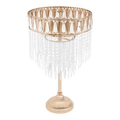 Gold Flower Stand with Hanging Crystal Strips 70cm Wedding Party Table Decor