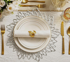 4 Silver Vinyl Placemats & 4 Matching Coasters, Table Decor, 8 Pc Set