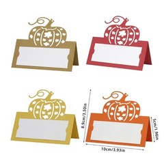 50Pieces Thanksgiving Pumpkin Place Cards Handwritten Style Table Decoration