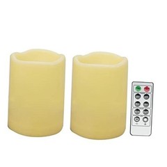 Waterproof Outdoor Battery Operated Flameless Candles Dark Ivory 3″x4″ 2 Pack
