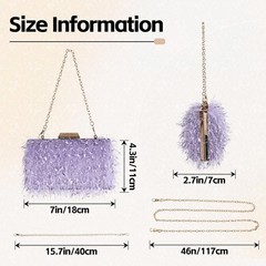 Women Ostrich Feather Tote Bag Fluffy Purse Clutch Feather Shoulder Crossbody…
