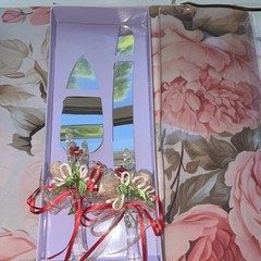 Wedding Champagne Flutes Set of 2 Clear Glass Decorated Floral Pattern