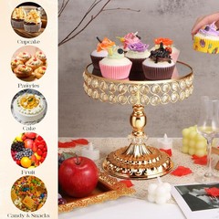 12 Pcs Gold Cake Stand Set Cake Display W/ Crystal Edge & Cupcake Display Tray